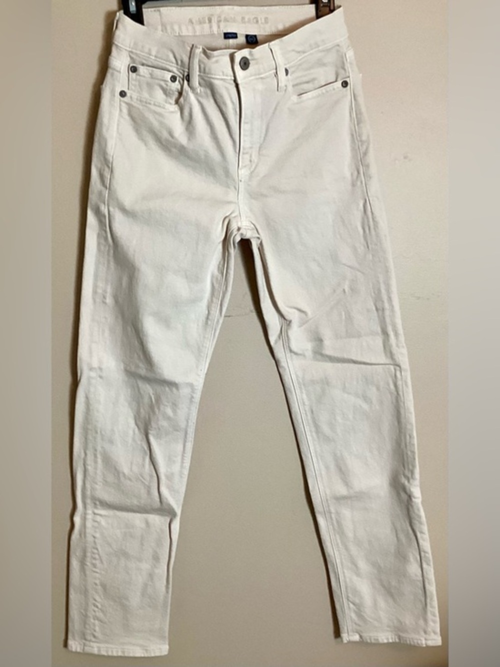 American Eagle Off-White Cream Straight Leg Jeans Women's Size 2 Stretch